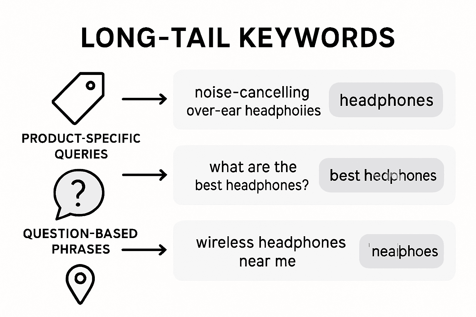 Infographic comparing types of long-tail keywords