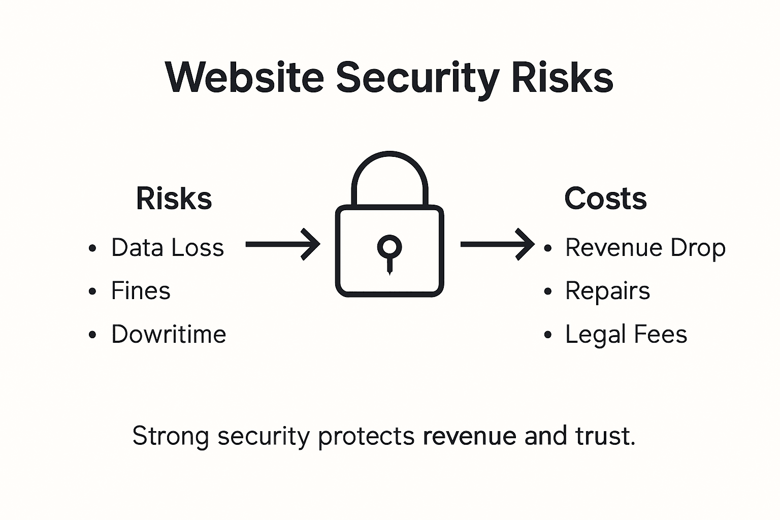 Infographic showing website security risks and costs