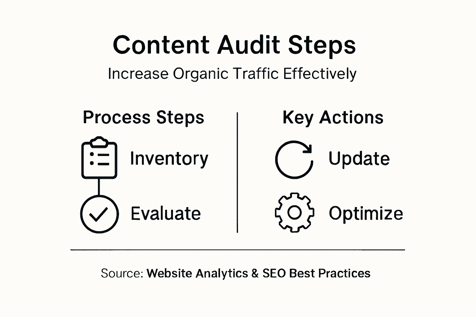 Infographic showing steps for content audit process