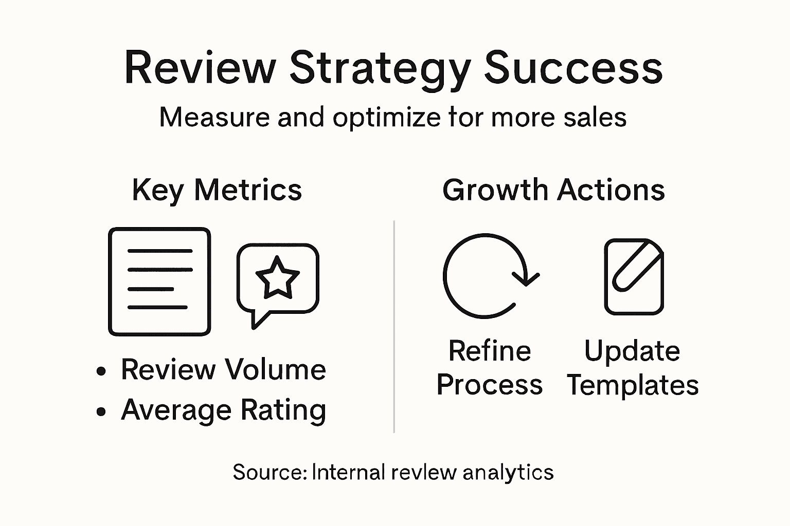 Infographic shows review strategy metrics and actions
