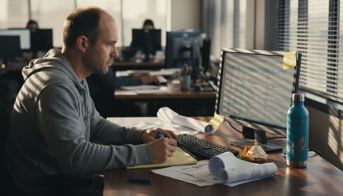 Marketing analyst reviewing mixed data sources