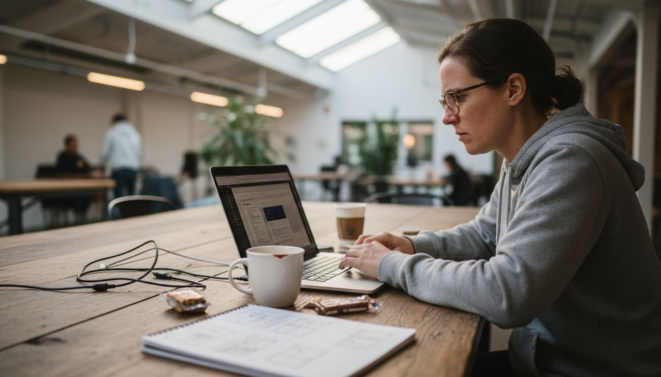 Developer assessing website responsiveness