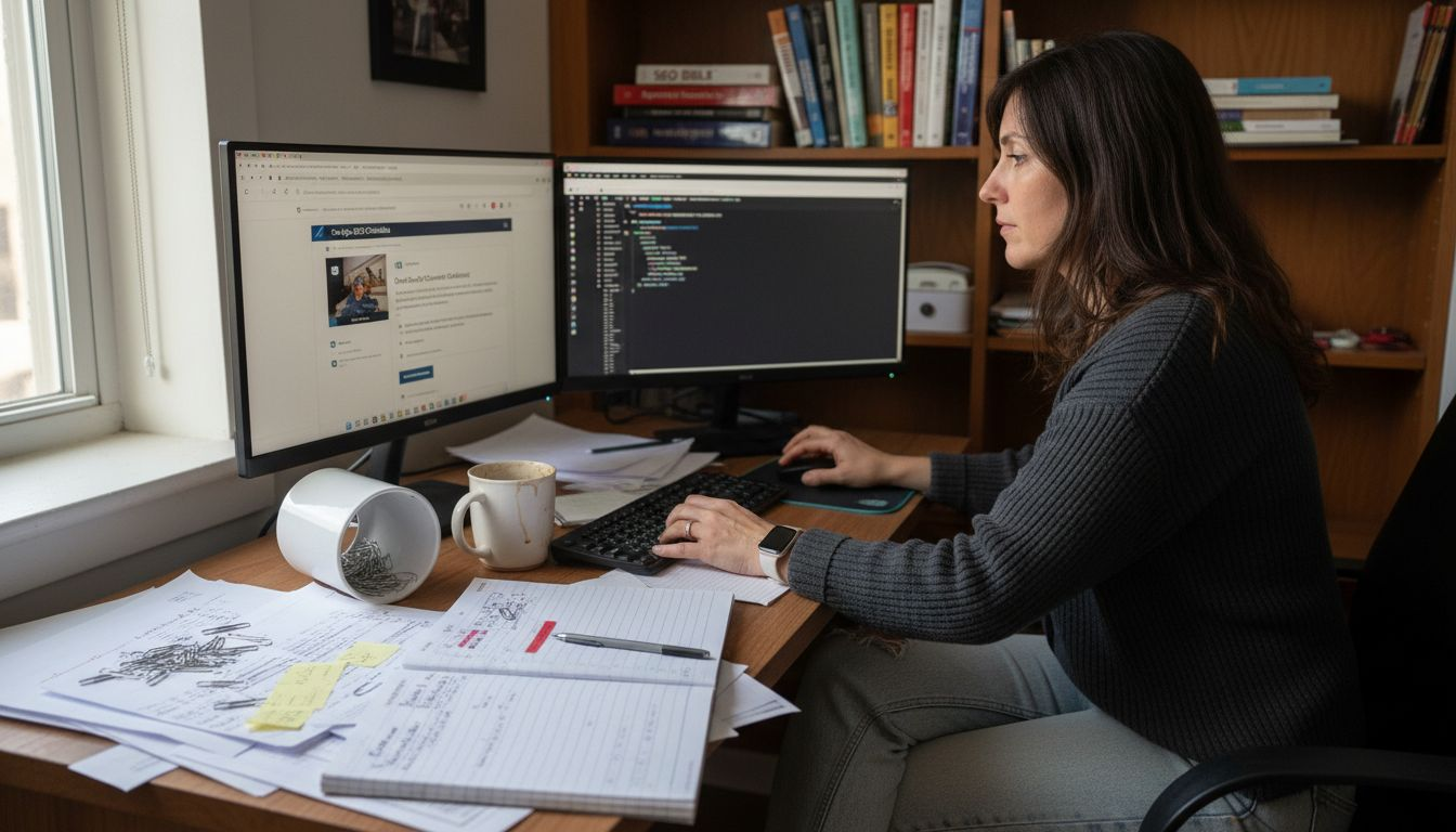 SEO expert editing content in workspace
