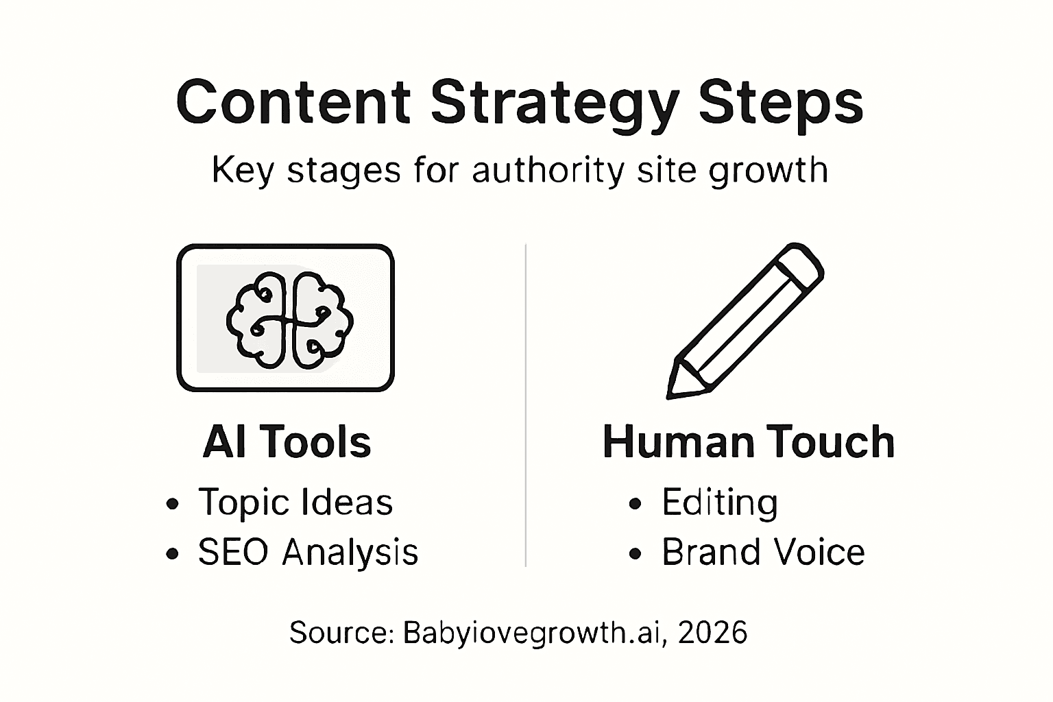 Infographic showing steps in AI content strategy