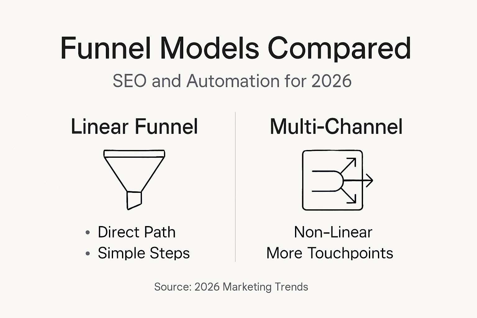 Infographic comparing funnel frameworks SEO