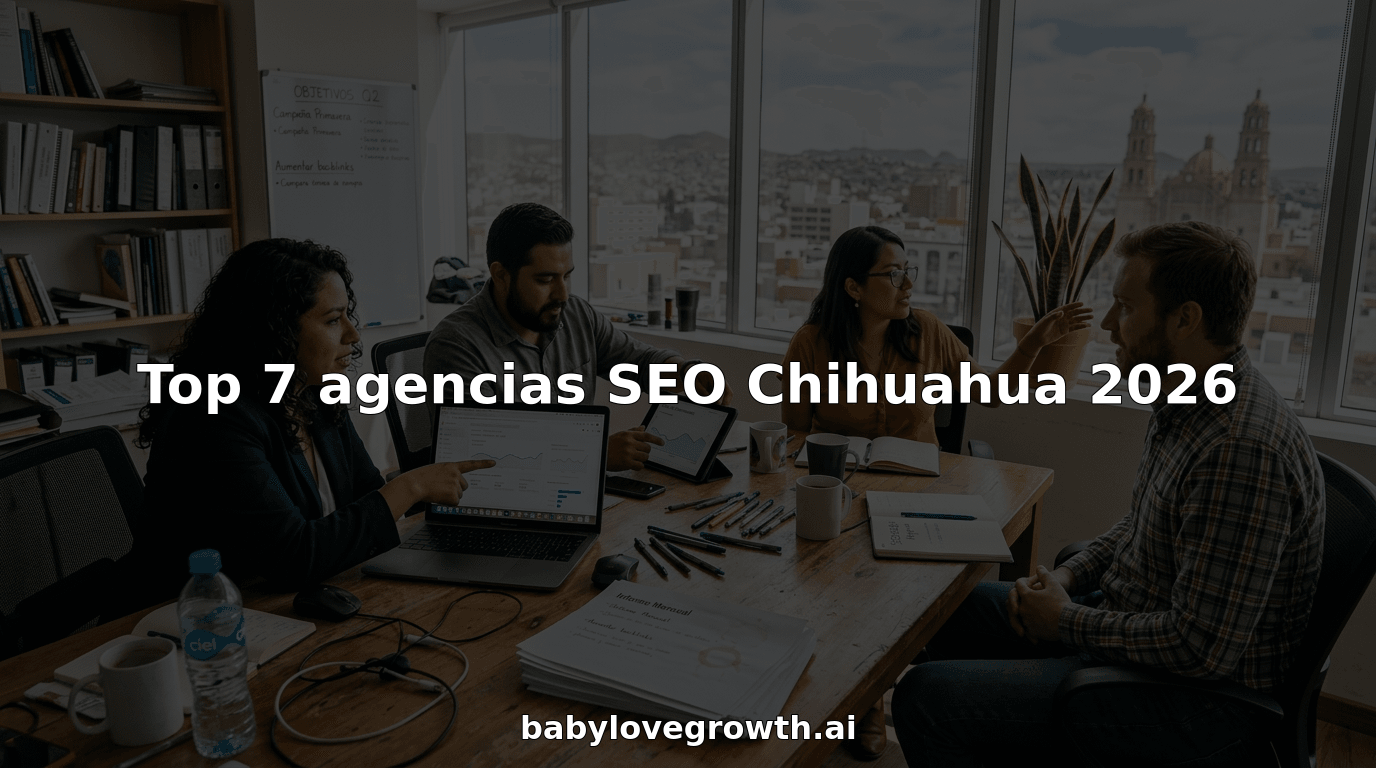 El equipo de una agencia de SEO analiza gráficas en su oficina luminosa en Chihuahua.