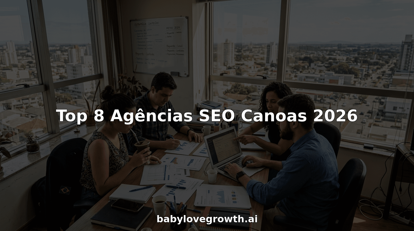 Equipa de SEO a trabalhar em conjunto no escritório no centro de Canoas.