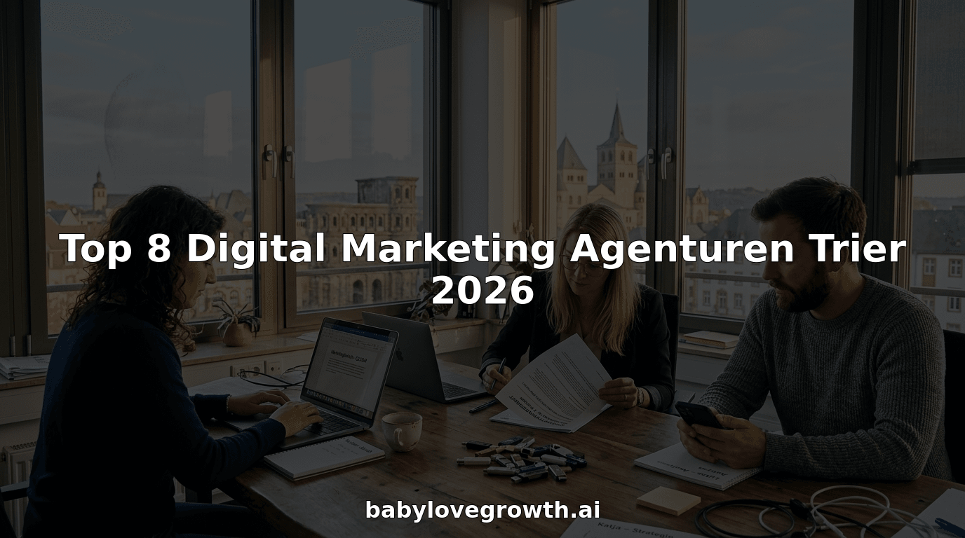 Das Team einer Marketingagentur arbeitet gemeinsam im Büro in Trier.