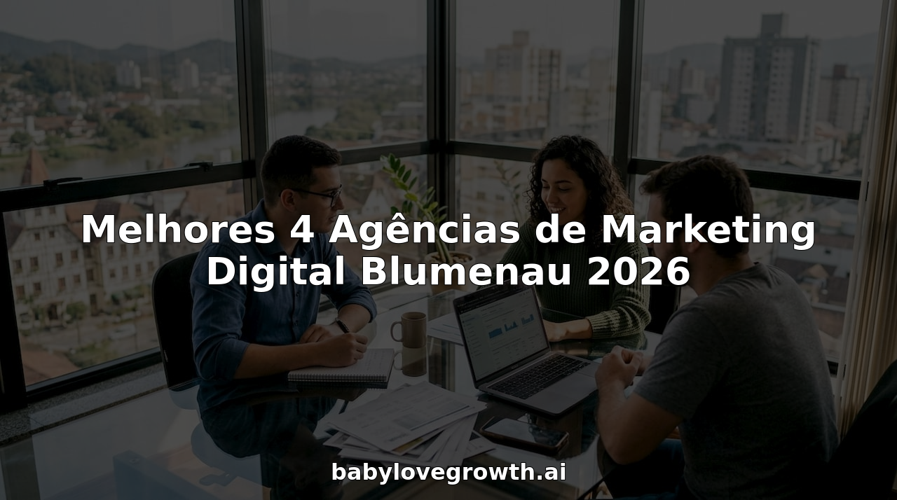 Equipa da agência de marketing Blumenau a trabalhar em conjunto e a partilhar ideias.