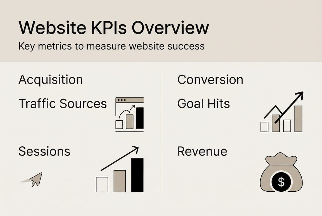 Infographic summarizing categories of website KPIs