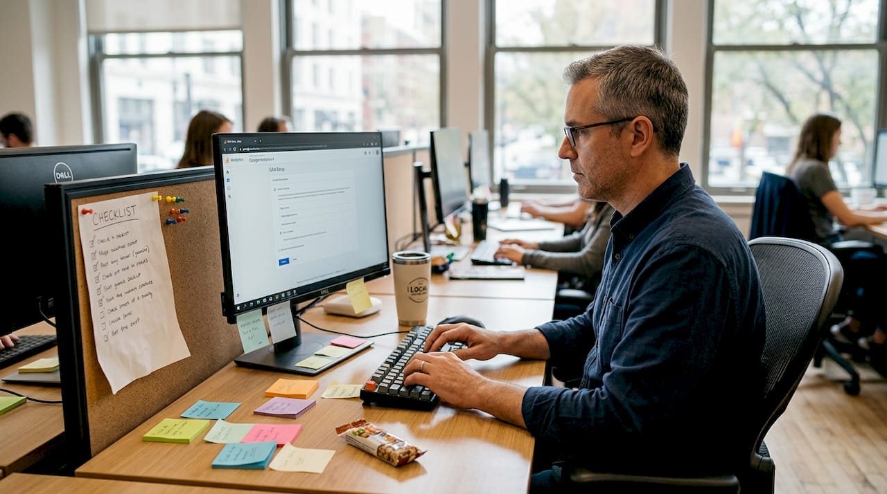 Developer setting up website analytics tools