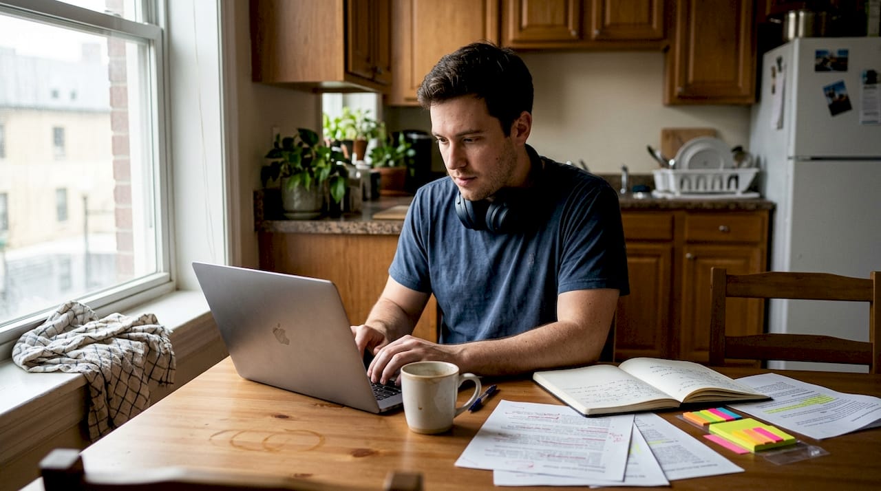 Man revising low quality ai content