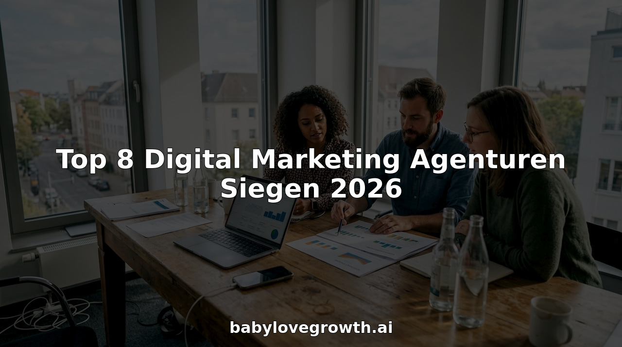 Ein Team aus dem Bereich Online-Marketing arbeitet gemeinsam in einem modernen Eckbüro.