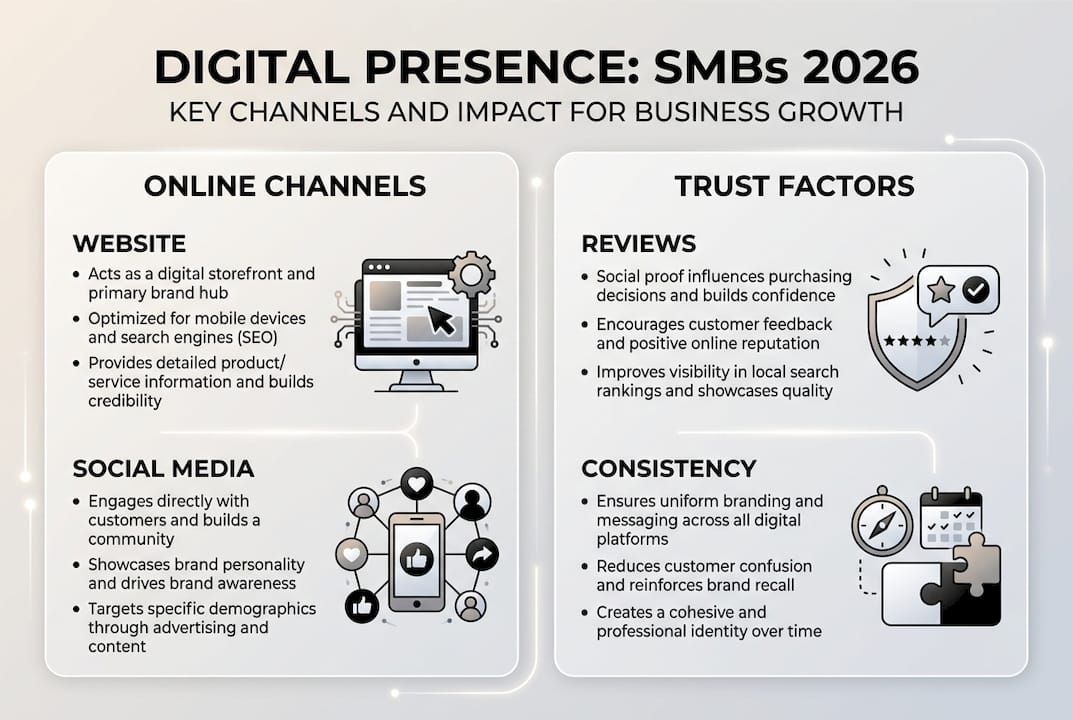 Infographic of SMB digital channels and trust factors