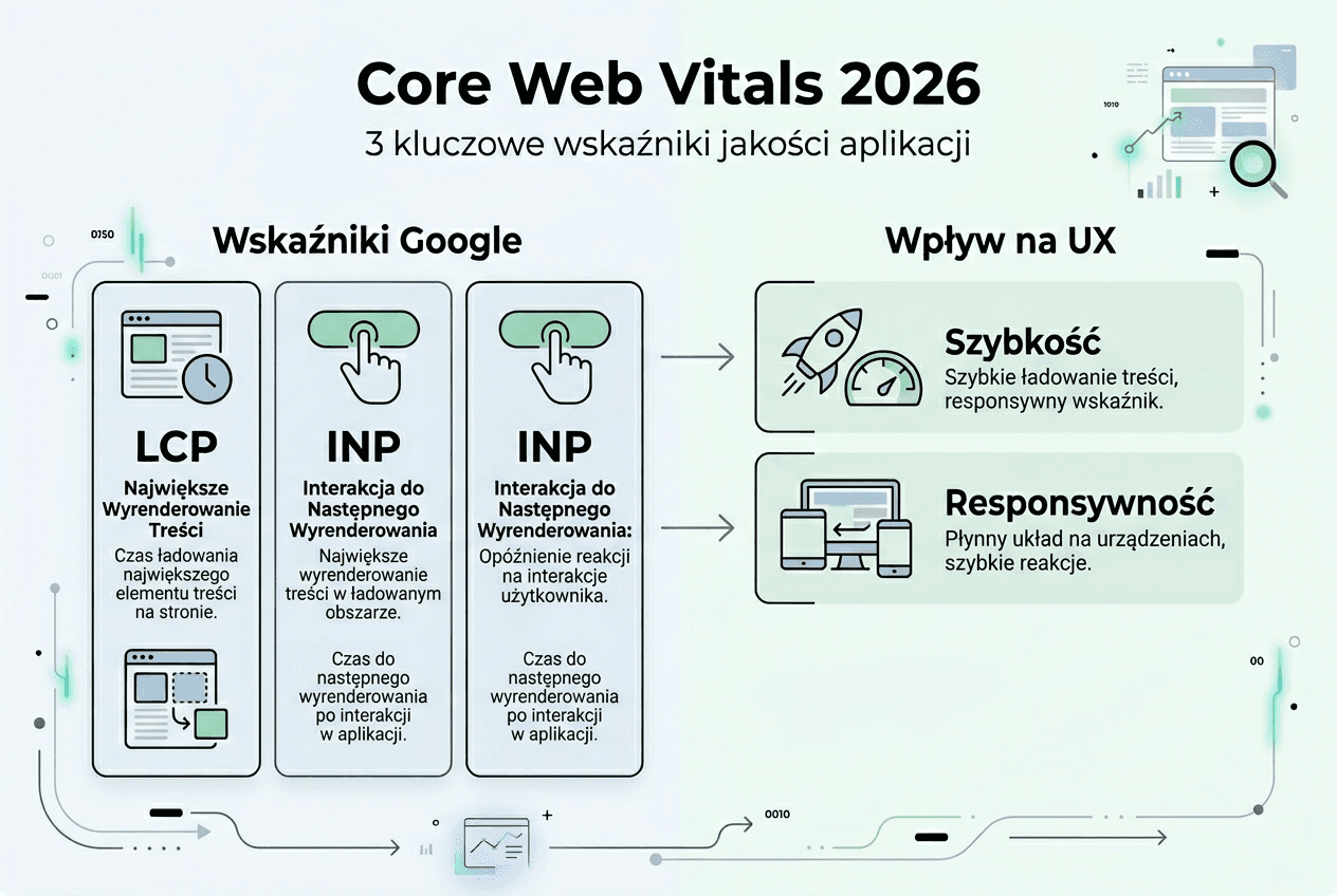Kluczowe wskaźniki jakości stron (Core Web Vitals) w aplikacjach – infografika na 2026 rok