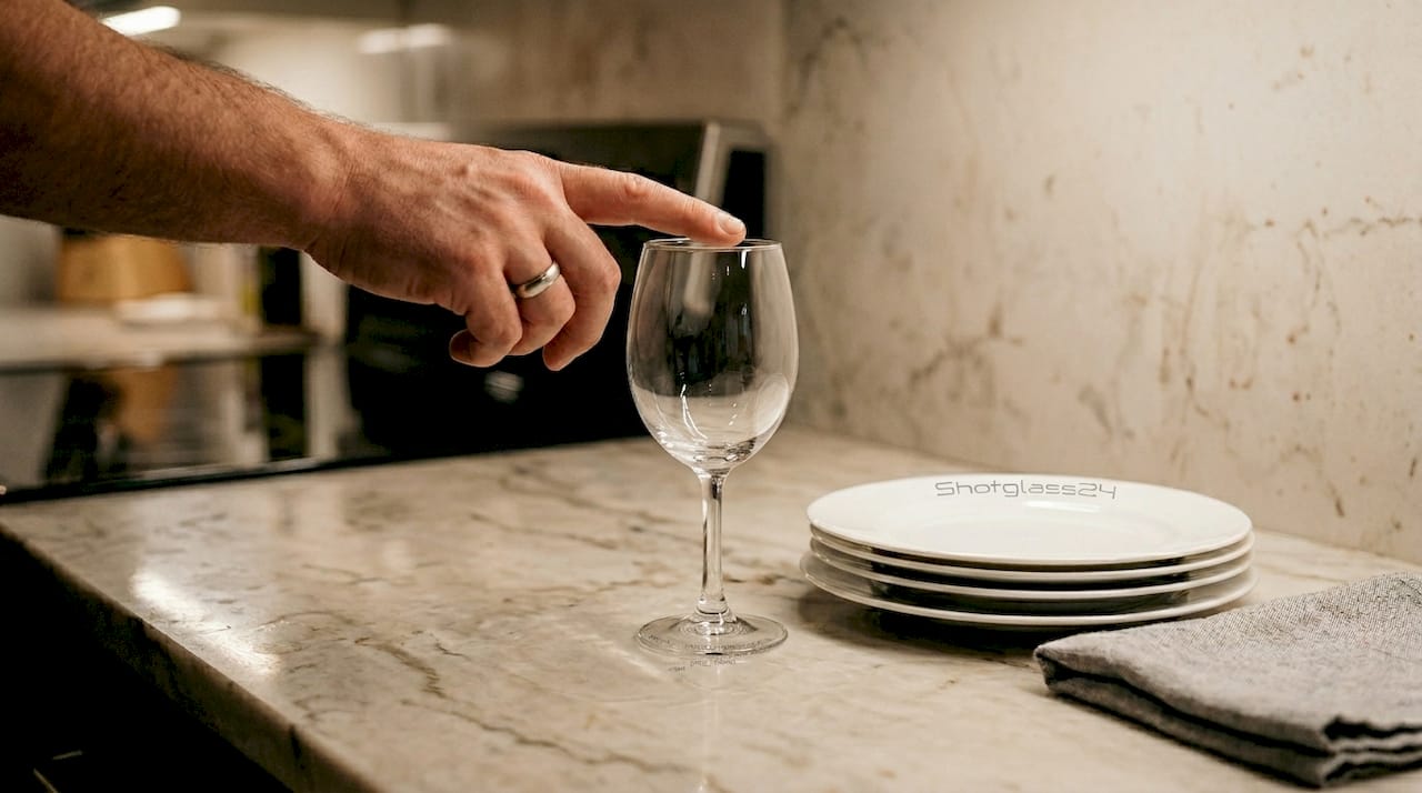Mit dem Finger einen Ton auf einem Weinglas erzeugen