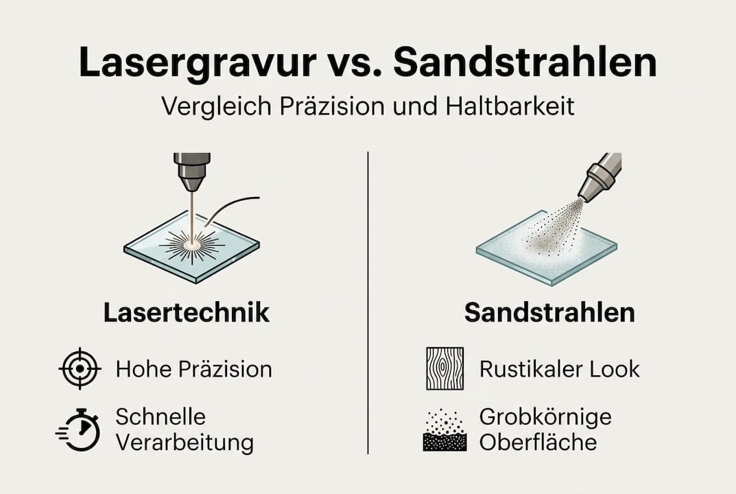 Überblick: Lasergravur und Sandstrahlgravur im Vergleich – Eine anschauliche Infografik