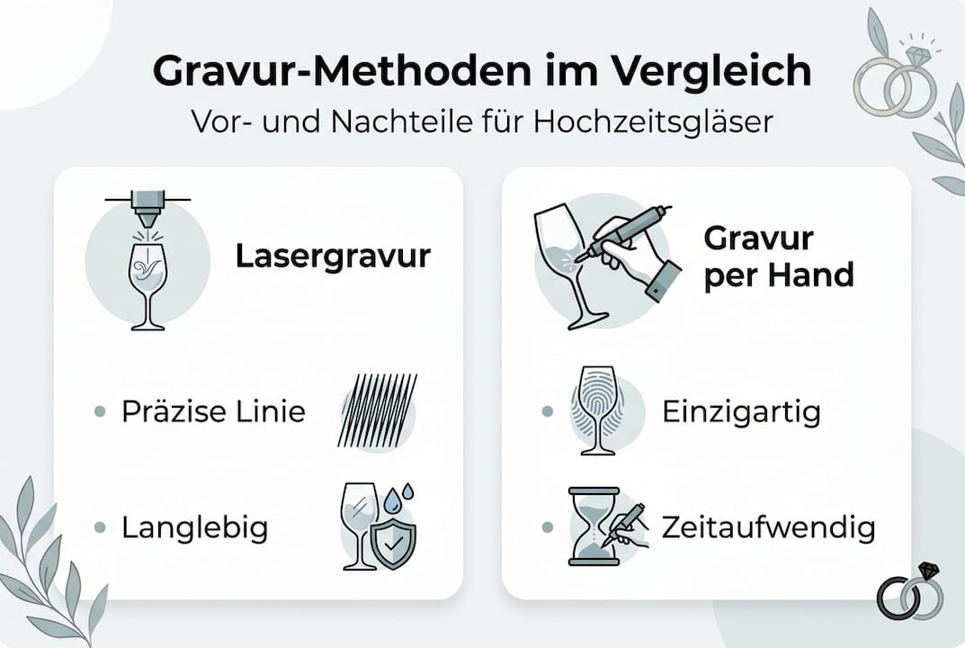 Infografik: Verschiedene Gravurtechniken für individuelle Hochzeitsgläser