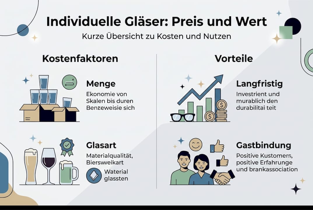 Eine anschauliche Infografik veranschaulicht, welche Kosten und welche Vorteile maßgefertigte Brillengläser bieten.