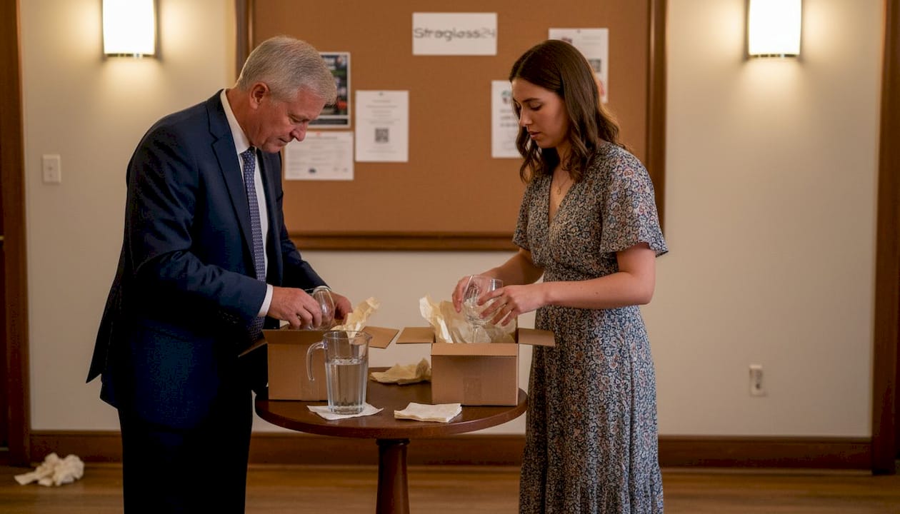 Nach der Veranstaltung packen die Gäste ihre individuell gravierten Gläser als Erinnerung ein.