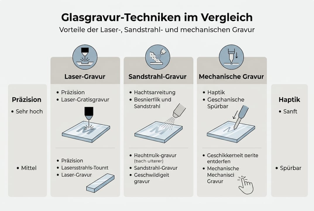 Infografik: Glasgravur – Techniken, Präzision und das besondere Gefühl bei der Berührung