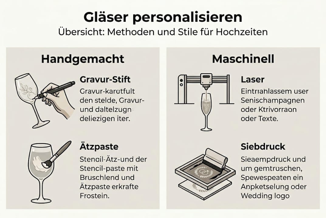 Infografik: Verschiedene Methoden und Techniken der Glasgravur im Überblick