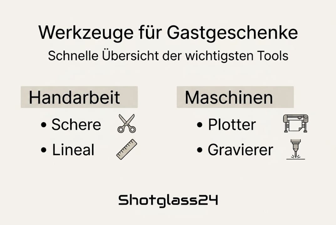 Praktische Tools für kreative Gastgeschenke – kompakt als Infografik