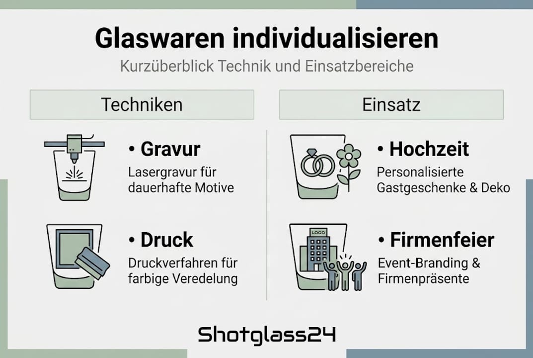 Infografik: Alle Möglichkeiten zur Individualisierung von Glaswaren auf einen Blick