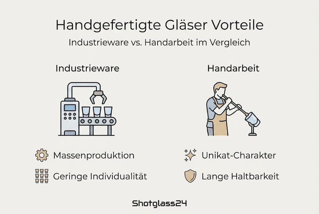 Infografik: Industrielle Fertigung vs. Handarbeit – Ein Direktvergleich