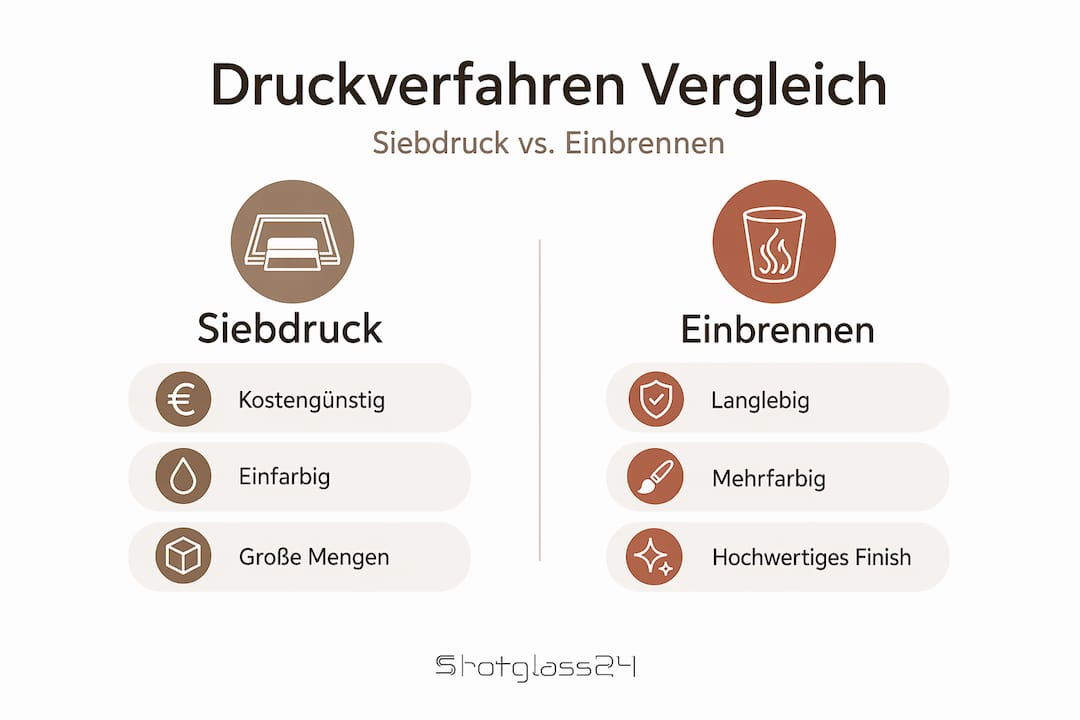 Infografik: Siebdruck und Einbrennen im direkten Vergleich