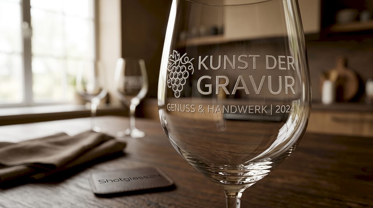 Detailaufnahme einer robusten Glasoberfläche mit präziser Lasergravur