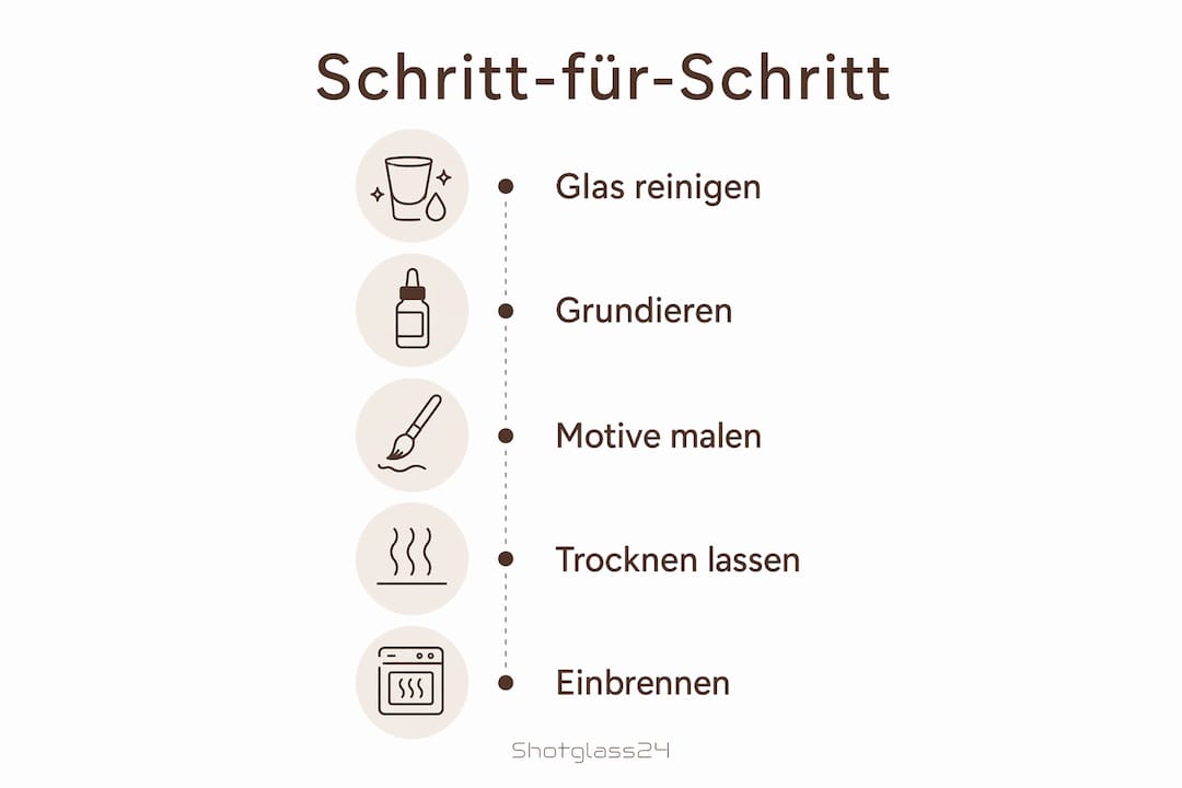 Schritt-für-Schritt-Anleitung: So gelingt das Bemalen von Glas – als anschauliche Infografik
