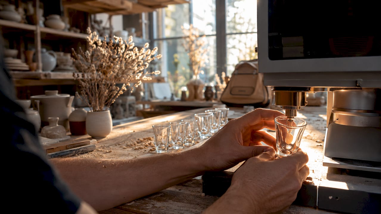 Mit viel Fingerspitzengefühl wird Glas in der Werkstatt von Hand graviert.