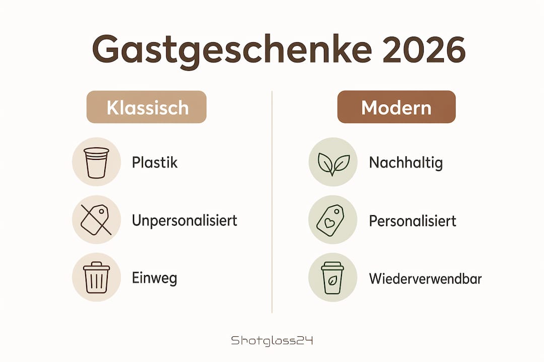 Infografik: Traditionelle vs. moderne Giveaways für Gäste – ein Überblick