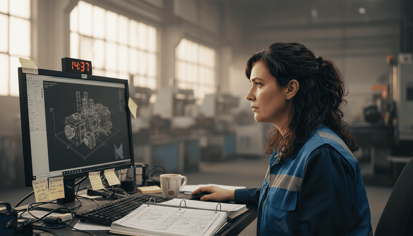 Engineer monitoring digital twin factory system
