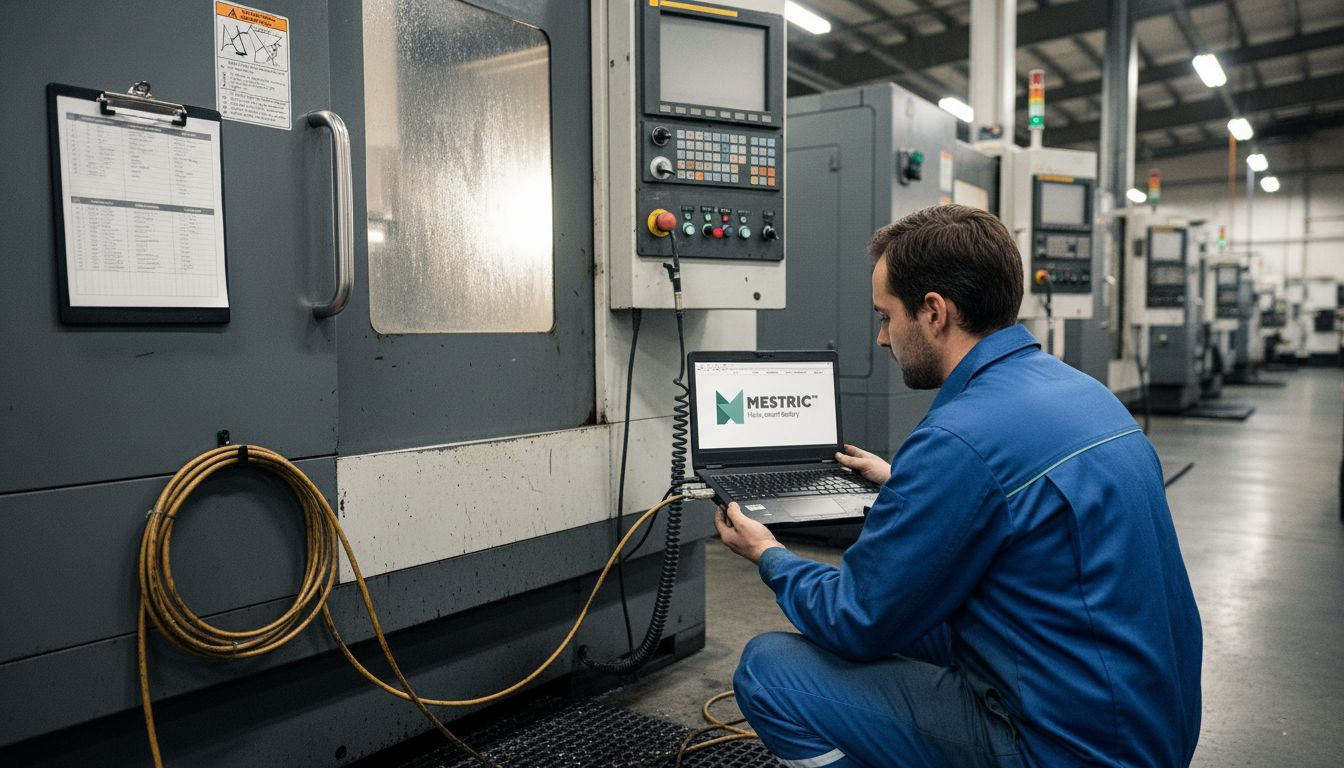Engineer connecting MES system to factory equipment