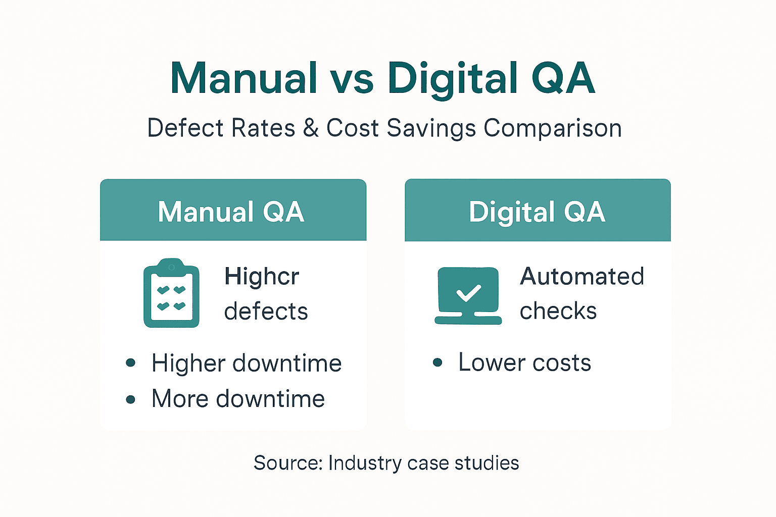 Infographic comparing manual and digital QA features