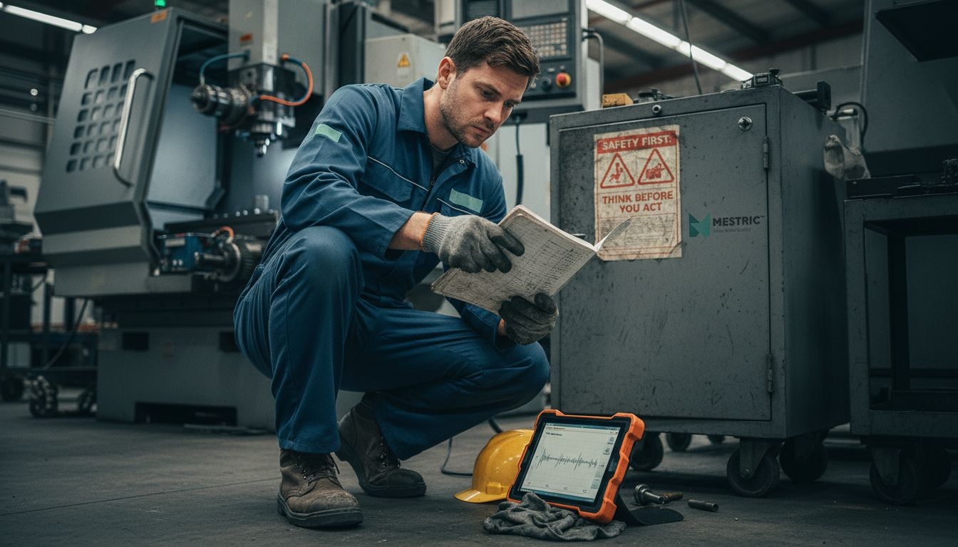 Engineer using predictive analytics during repair