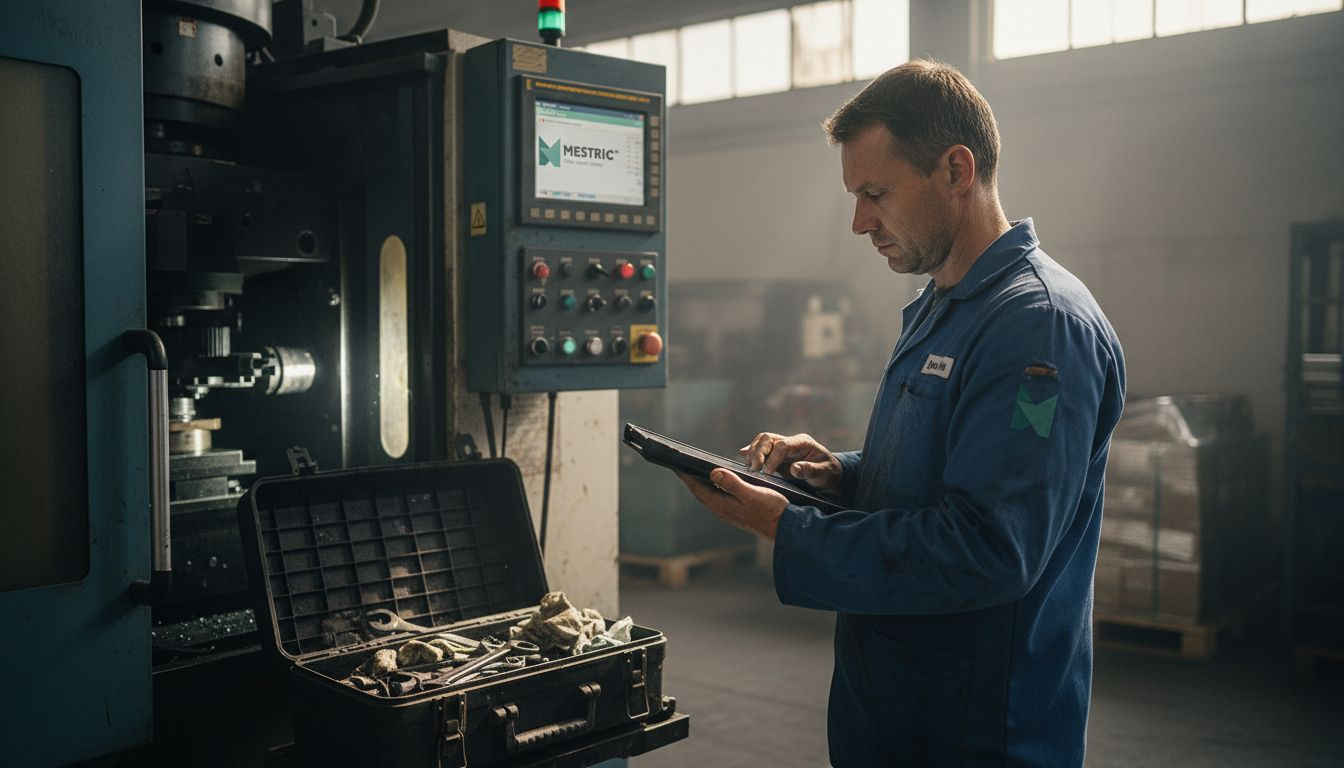 Technician documenting equipment downtime