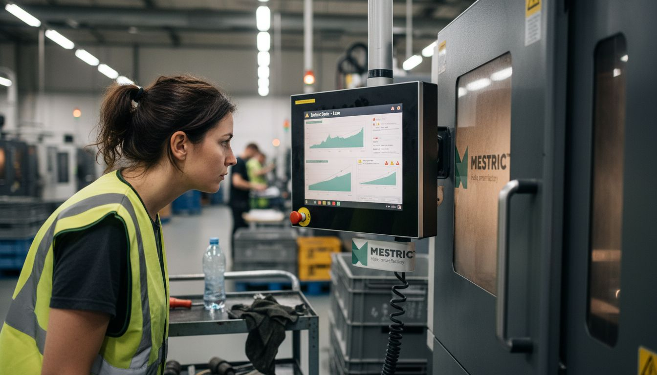 Operator monitoring live quality data at machine