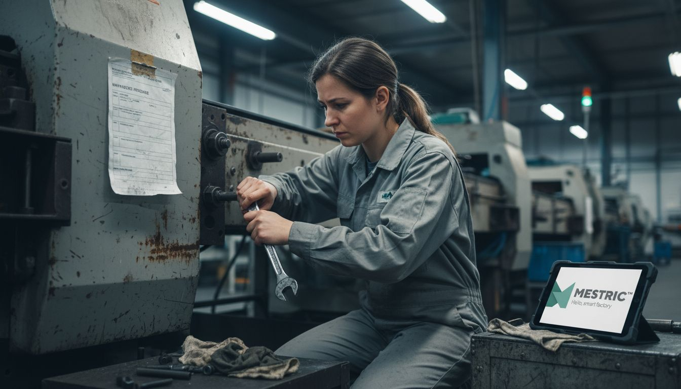 Technician performing preventive maintenance with checklist