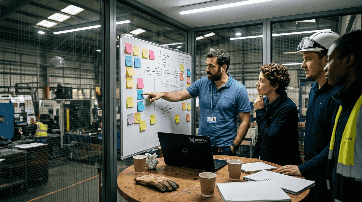 Engineers discuss lean manufacturing strategies