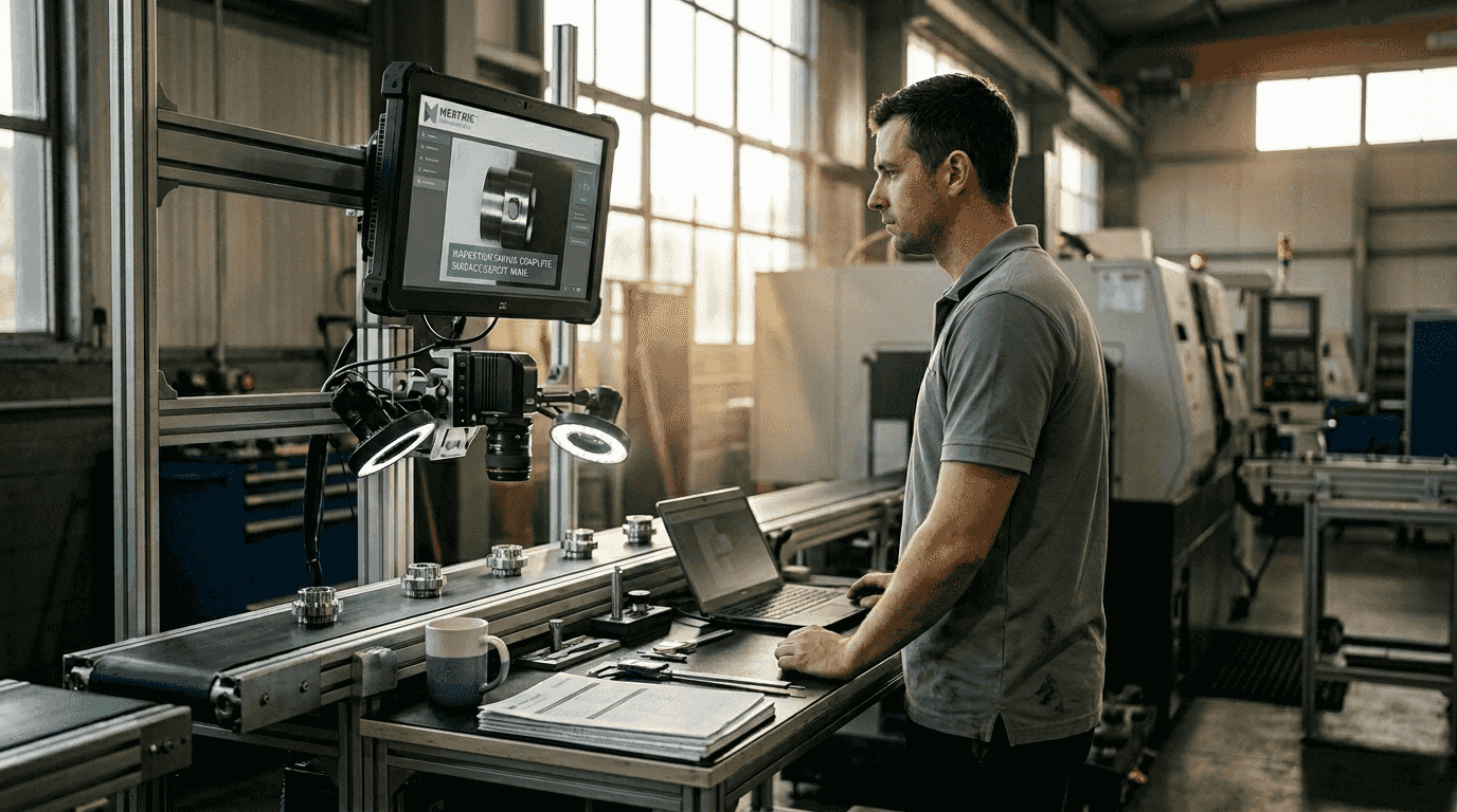 Technician supervises automated quality inspection