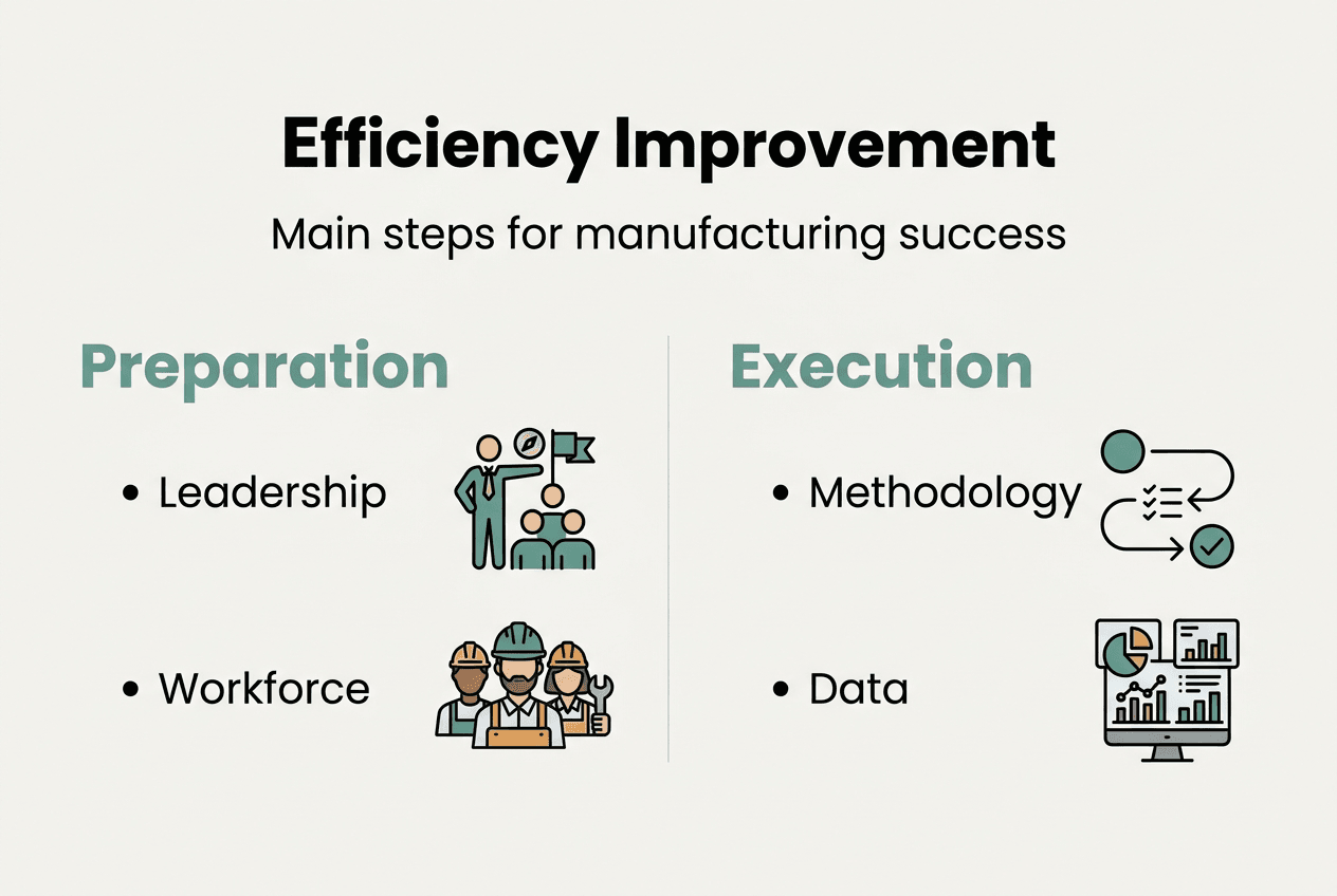 Infographic showing efficiency improvement steps
