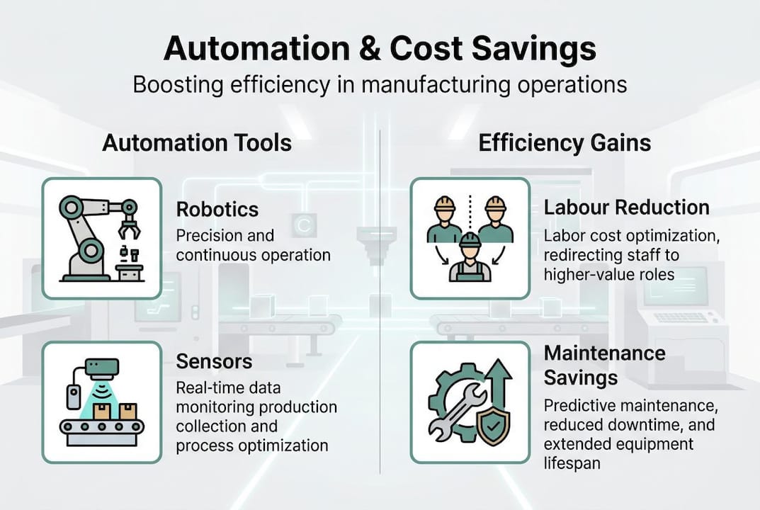 Infographic showing automation cost-saving methods