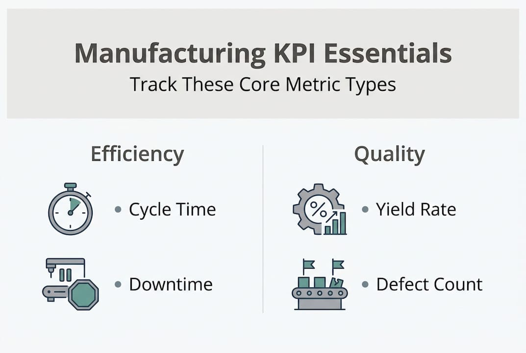 Infographic of core manufacturing KPI types