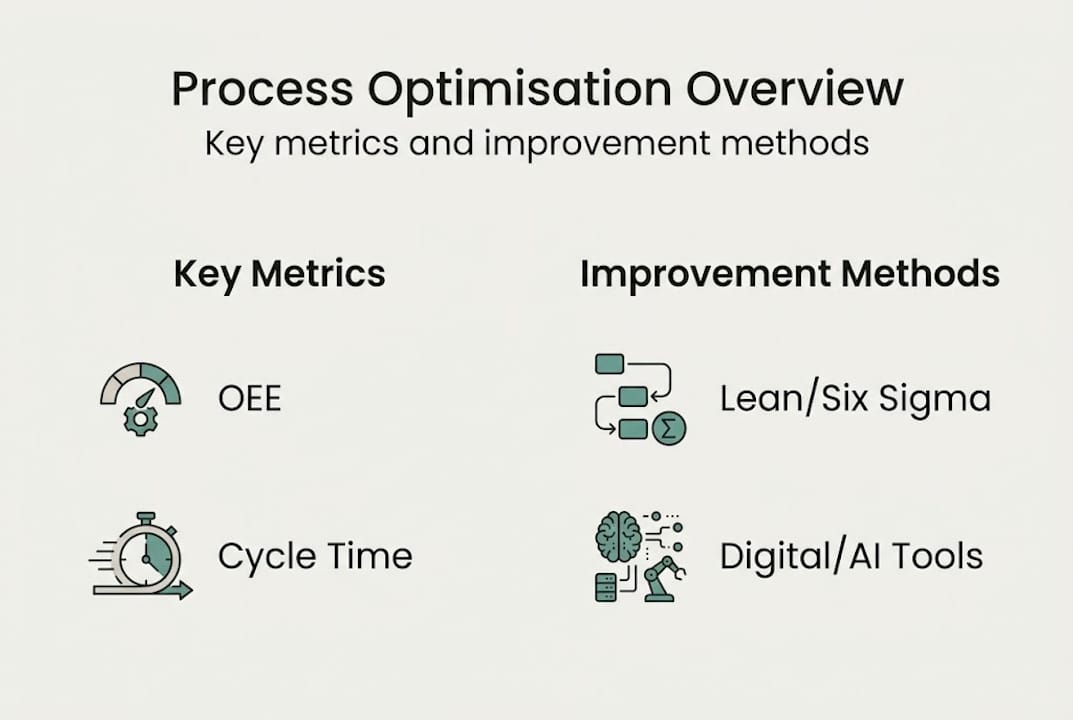 Infographic with metrics and improvement methods