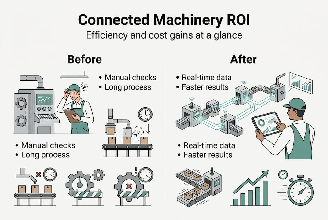 Infographic comparing ROI before and after connectivity