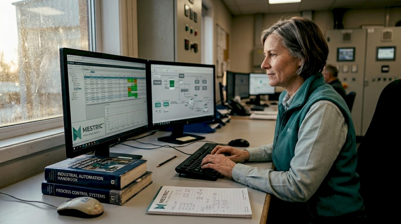Engineer uses MES software in control room