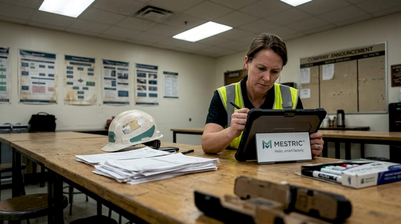 Engineer updates process map using tablet